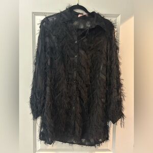 Elegant Black Feathered Dress